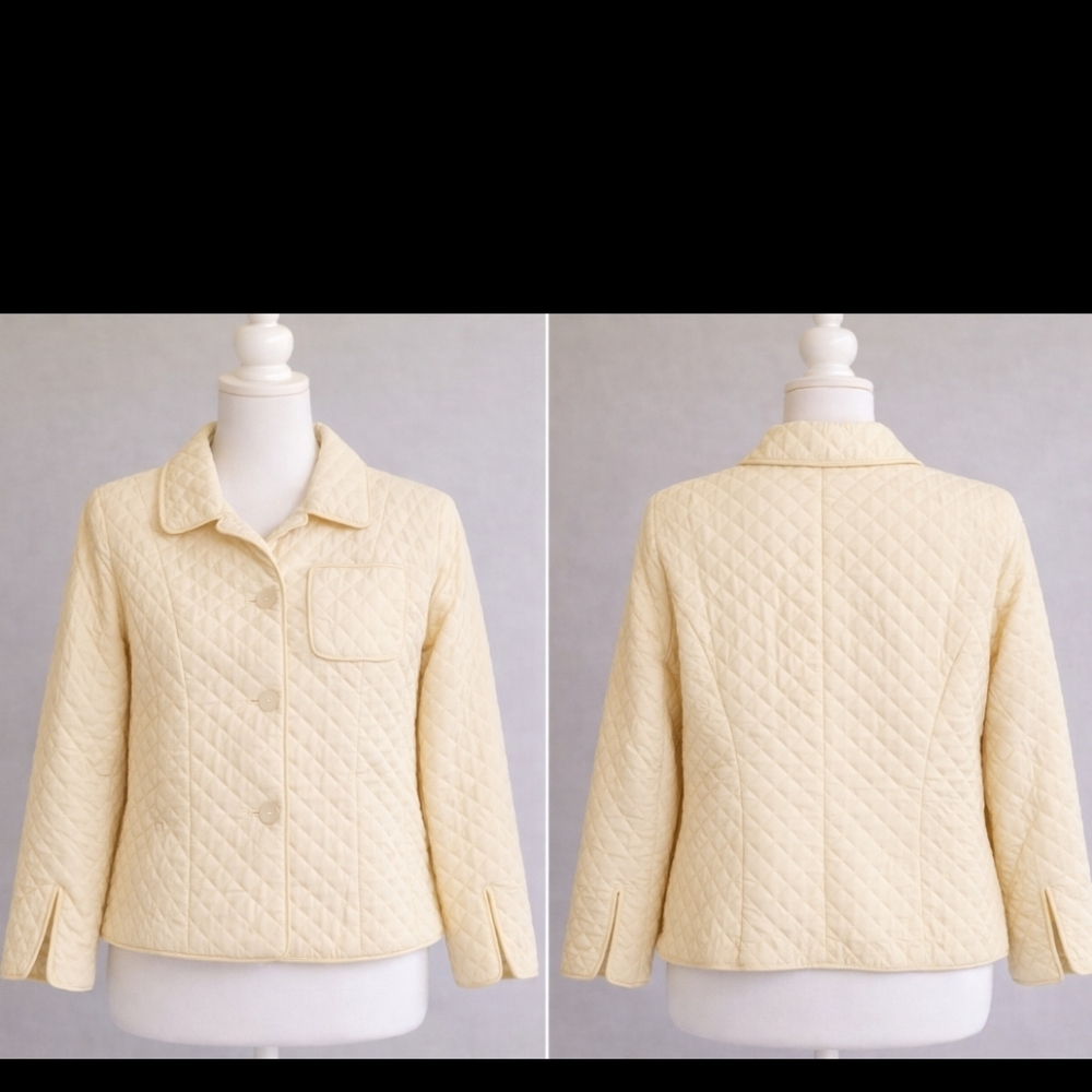 Bianca Nygård Petite Quilted Jacket | Soft Buttercream Spring Layer | Size 6